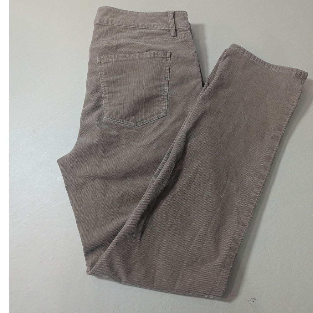 Talbots Flawless Corduroy Pants Womens 12 Straight Leg Tan Brown Stretch - Picture 3 of 8